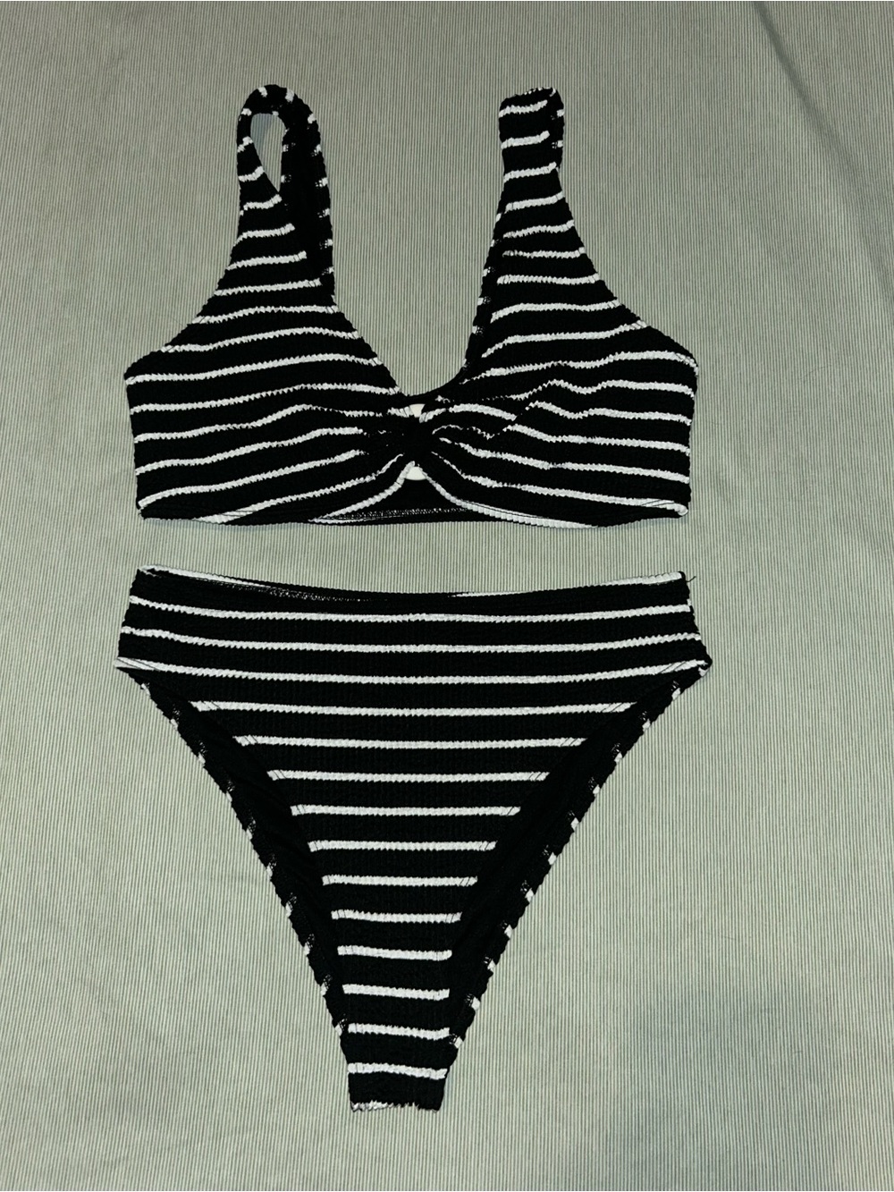 SHEIN Black and White Striped Bikini